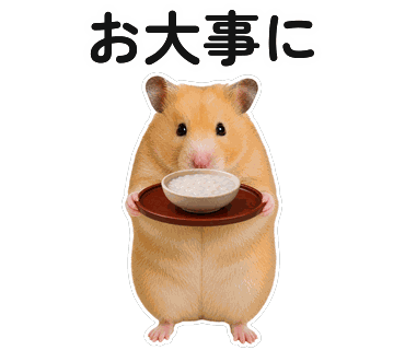 ハムスターの写真からつくった画像そのままのLINEスタンプ「お大事に」